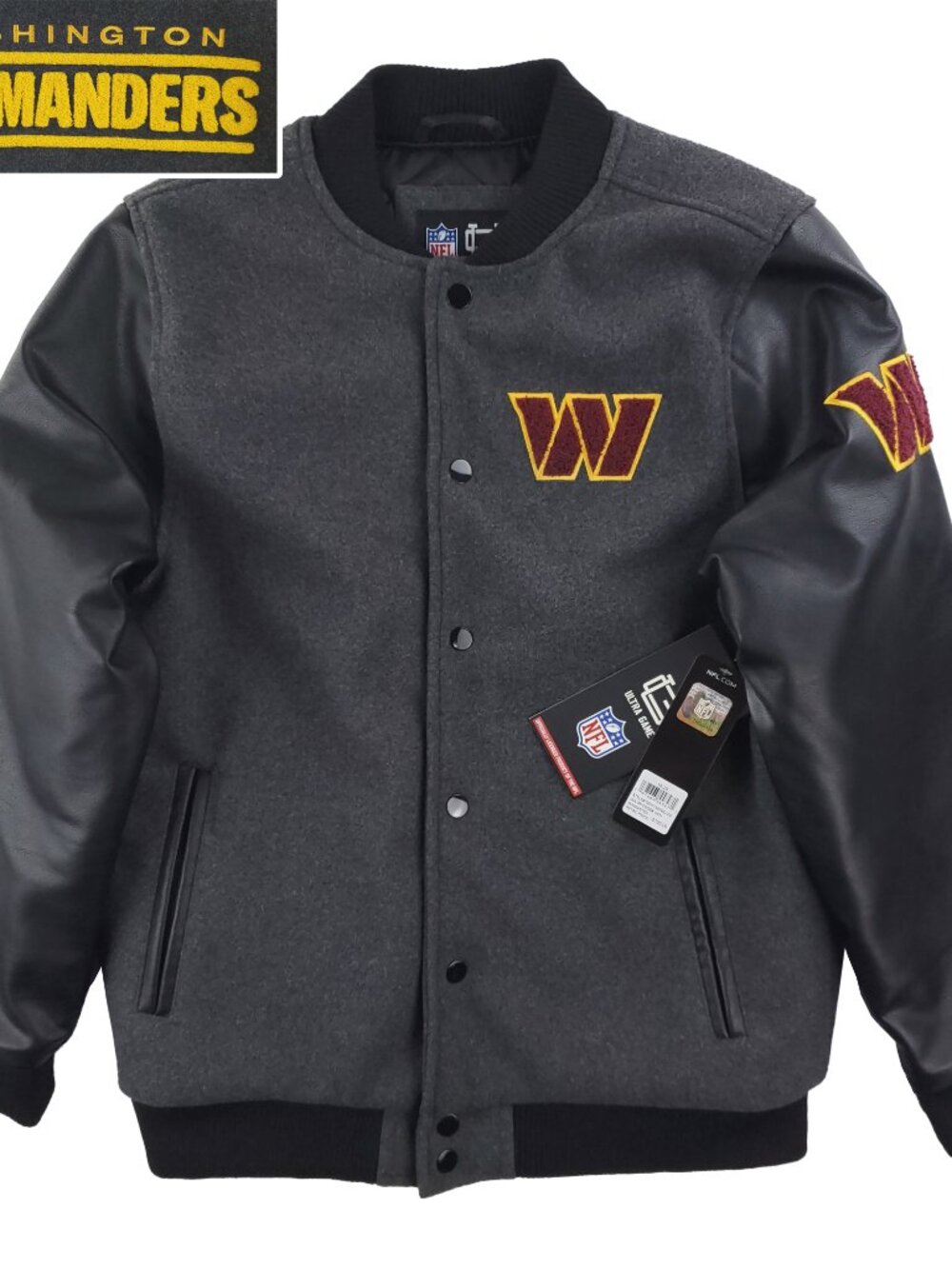 Washington Commanders Varsity Jacket NFL Bomber Patched Youth 18-20 NWT